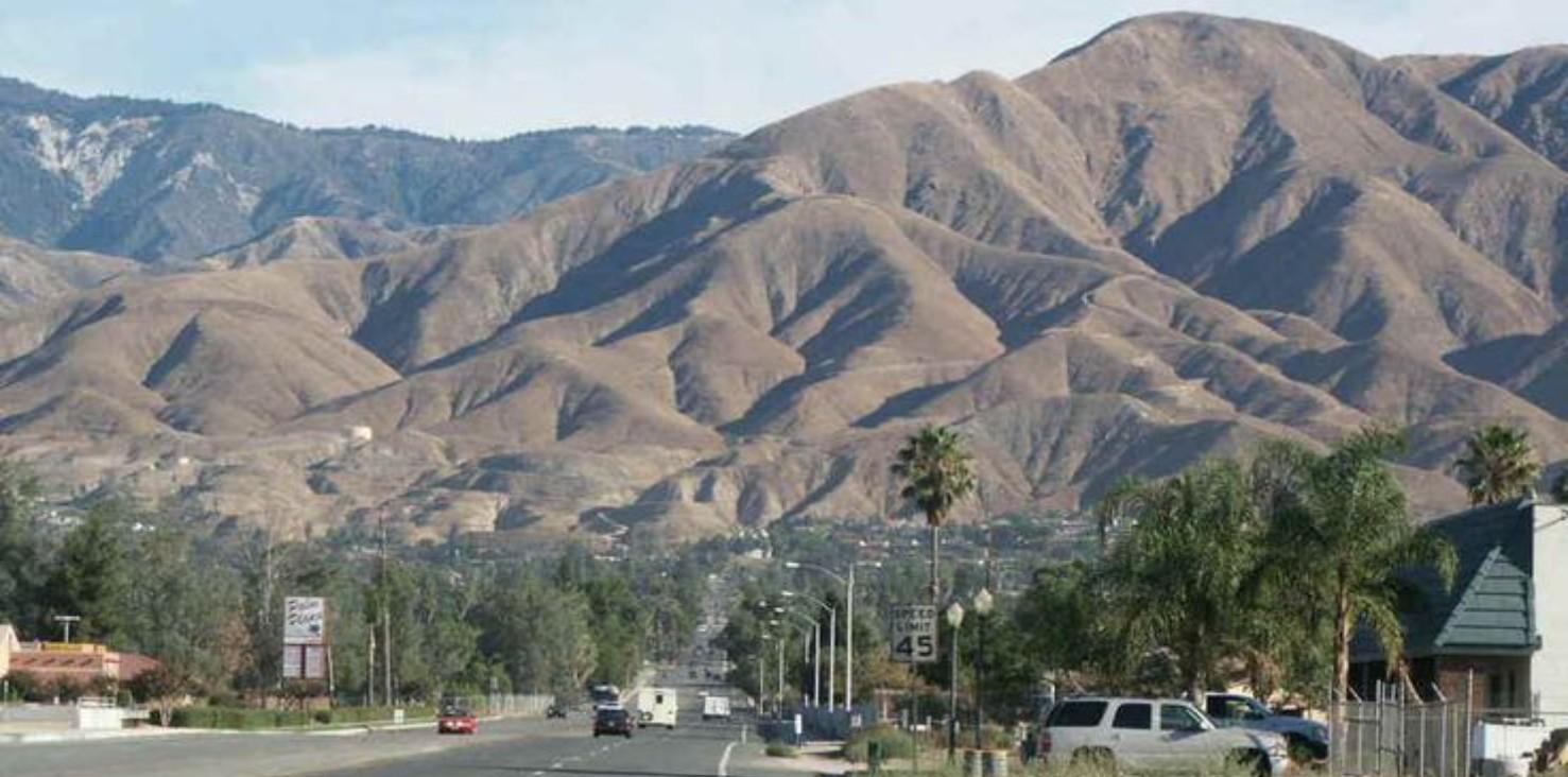 Mountain view above Highland, CA where Gopher Stop provides gopher control